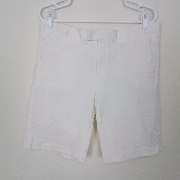Banana Republic Pants - Banana Republic Women's‎ White Seersucker Bermuda Shorts Size 12 Cotton Textured